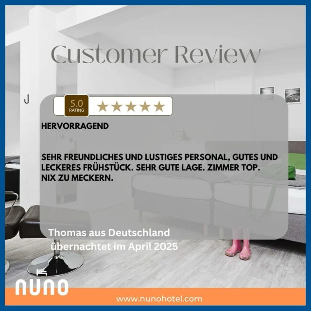 Happy guest 🧡 happy us 🧡
Vielen Dank lieber Thomas 🧡 Kommt uns besuchen - wir sind lustig 🙃 und Köln ist Cool 🧡
Come and visit us - we’re fun 🙃 and Cologne is cool 🧡
#happyguests #hotelgast #hotelsuche #booknow (link in bio) #hotelreview #nunohotelköln #nuno #nunohotel #goldhotel #köln #cologne #visitcologne #businesstrip #businesstravel #citytrip #kölnhotel #travelcologne #kölncitiy #cityhotel #citycenterhotel #hotelstay #reviews #hotelbewertung #hotelköln #bookingcom