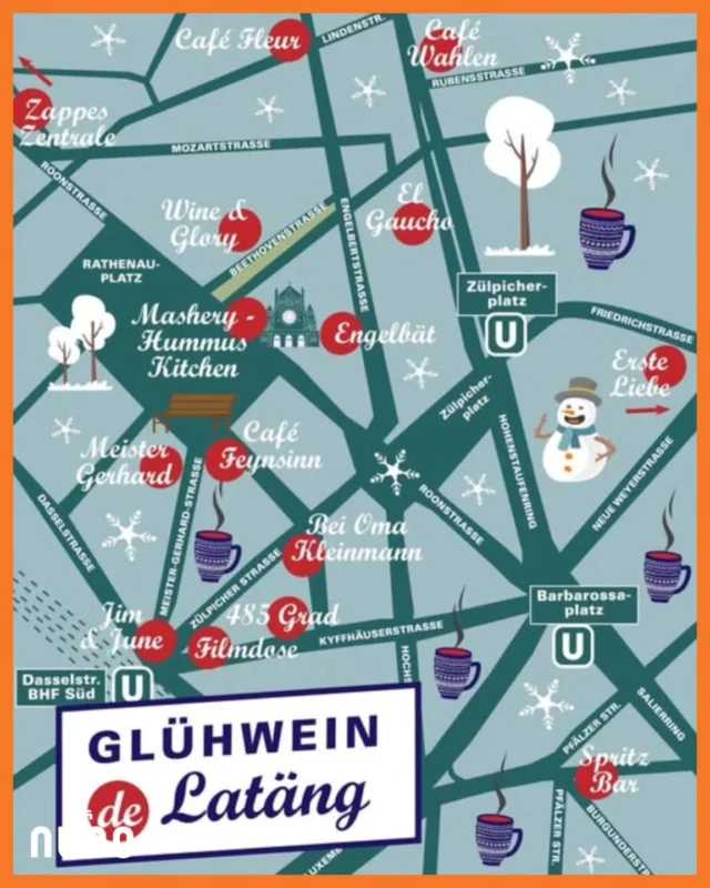 Glühwein, Glühwein und noch mehr Glühwein… 🍷🍷🍷✨
Unsere Hotelgäste genießen zur Weihnachtszeit🎄 ja bereits bei der Ankunft ein leckeres Tässchen Glühwein – aber draußen wartet noch mehr: Der Glühwein-Wanderweg im Kwartier Latäng @kwartier_lataeng
Heiße Drinks nicht nur auf dem Weihnachtsmarkt, sondern mitten im Veedel: Holy Aperoli, Kakao, Eierlikör & Glühwein.
Entdecke unser schickes Innenstadt-Viertel, kleine Snacks und jede Menge Atmosphäre.
15 tolle Gastro-Spots zum To-Go-Genuss ein. Mulled wine, mulled wine and more mulled wine... 🍷🍷🍷✨Karte anschauen, losspazieren & „Glühwein de Latäng“ erleben! ✨
During the Christmas season🎄, our hotel guests enjoy a delicious cup of mulled wine upon arrival – but there's even more waiting outside: the mulled wine trail in Kwartier Latäng!
Hot drinks not only at the Christmas market, but also in the middle of the neighbourhood: Holy Aperoli, cocoa, egg liqueur & mulled wine.
Discover our chic city centre district, small snacks and lots of atmosphere.
15 great gastro spots for to-go enjoyment.
Take a look at the map, go for a walk and experience ‘Glühwein de Latäng’! ✨ #Weihnachteninköln #citycenterhotel #cityhotel #glühwein #kwartierlatäng #nunohotel #nuno #goldhotel #hotelköln #köln #cologne #booknow (link in bio) #städtetrip #citytrip #visitcologne