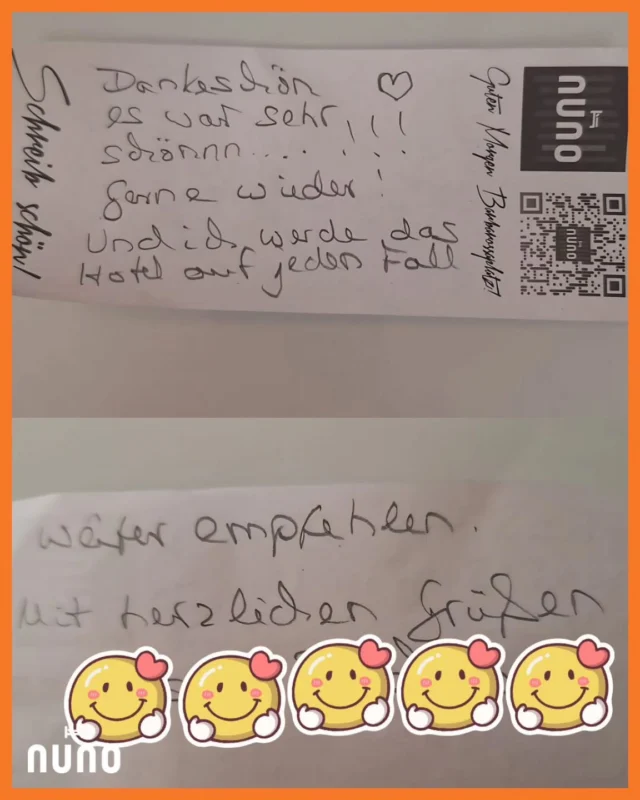 #reviewtimeWir sind ganz verliebt in so schöne Nachrichten! 💌 Danke, lieber Gast aus Zimmer 406 – bis ganz bald! 🧡 
We absolutely love receiving such lovely messages! 💌 Thank you, dear guest from room 406 – see you again soon!🧡“Thank you, it was very nice. I’d be happy to come again, and I will definitely recommend the hotel.”

#happyguests #hotelgast #happyguests #booknow (link in bio) #hotelreview #nuno #nunohotel #goldhotel #köln #cologne #visitcologne #citytrip #hotelköln #cityhotel #citycenterhotel #hotelbewertung